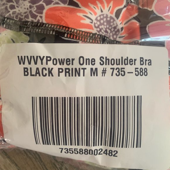 NWT WVVY BT FITTY BRITTTTY POWER ONE SHOULDER BRA BLACK FLORAL PRINT MEDIUM - Picture 11 of 12